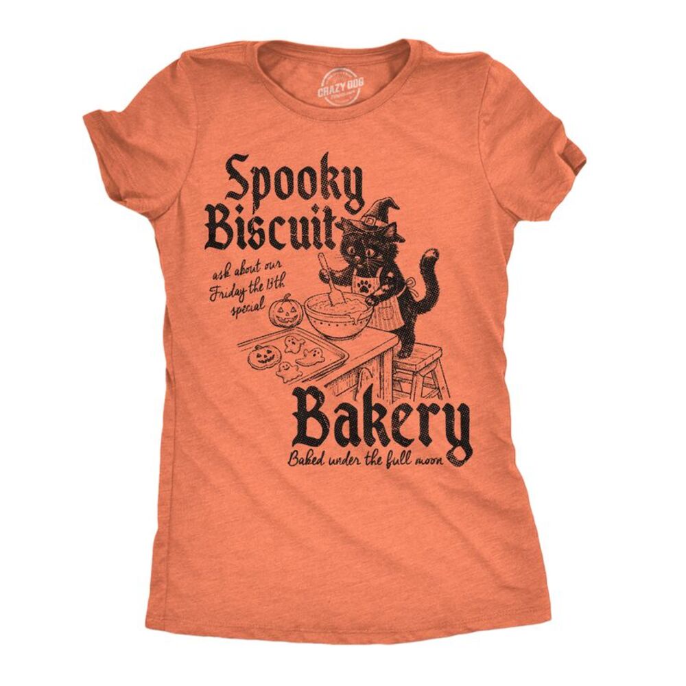 Womens T Shirts Spooky Biscuit Bakery Halloween Tee For Ladies